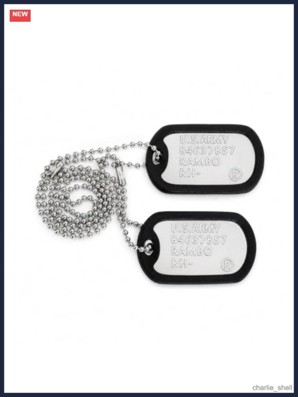 Men's Military Dog Tag Necklace Double Pre-Stamped ID Plates 27in Ball Chain